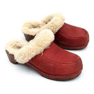 UGG Women's Red Shearling Lined Mules